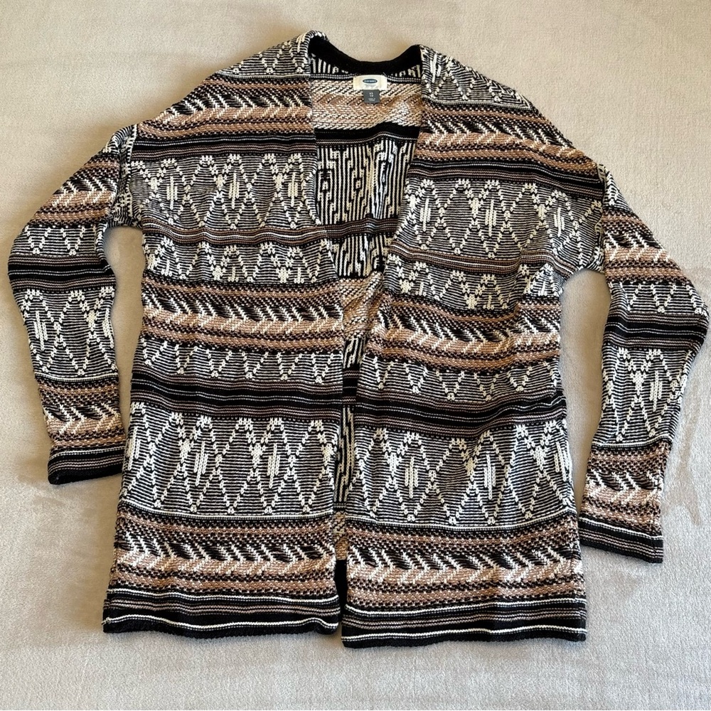 Old Navy Geometric Patterned Open Front Cardigan Sweater